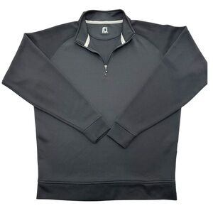 FootJoy Men's Black 1/4 Zip Ribbed Long Sleeve Performance Golf Pullover Large
